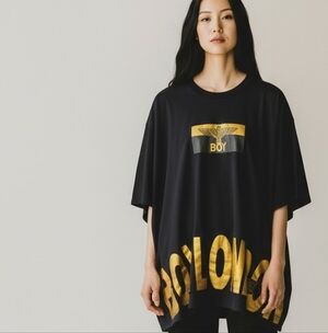 Boy London Gold Eagle Oversized Batwing Tee 
